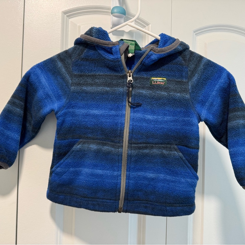 L.L. Bean Blue Striped Fleece Jacket